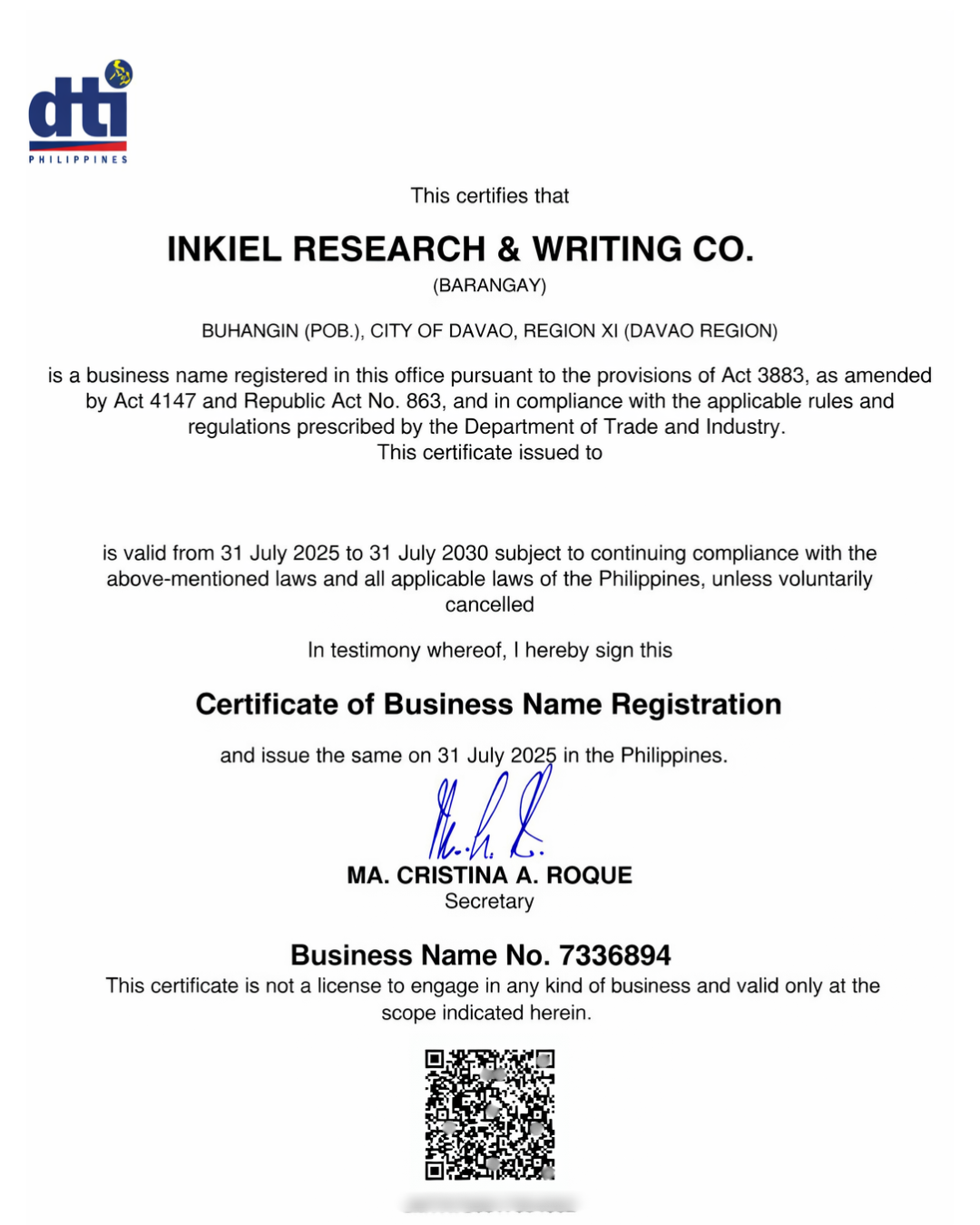 DTI Business Registration